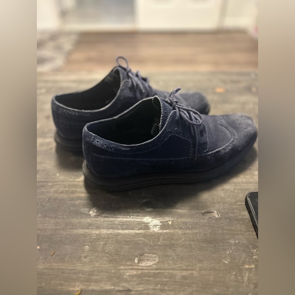Cole Haan Lunargrand Nike Blue Suede Wingtip Oxford All Offers Considered - Picture 3 of 7